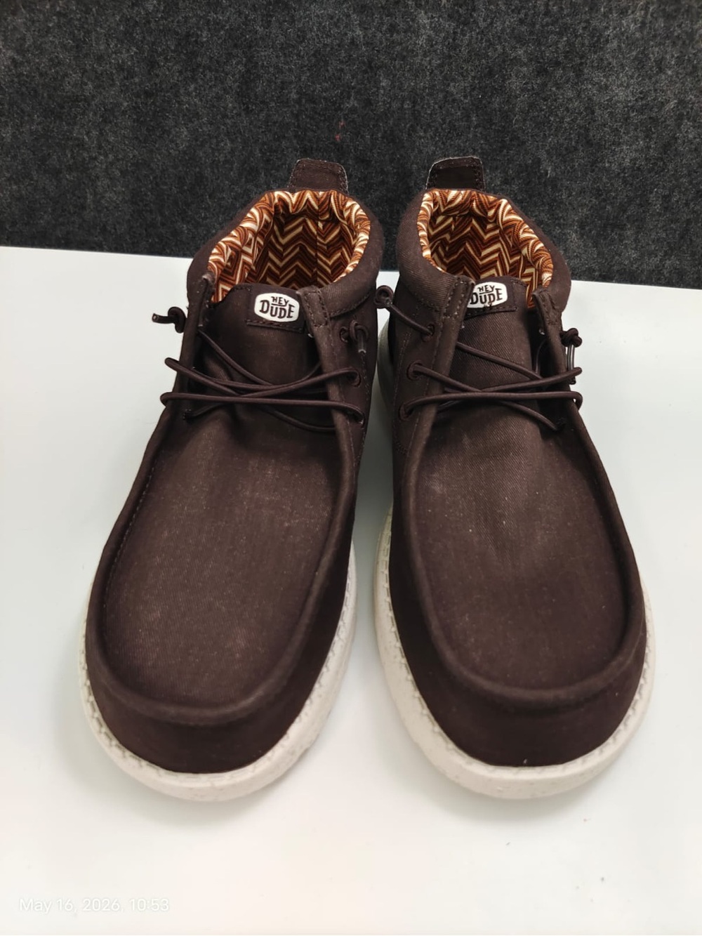 NWOB Hey Dude Wally Stretch Canvas Brown Shoes Men Size M11